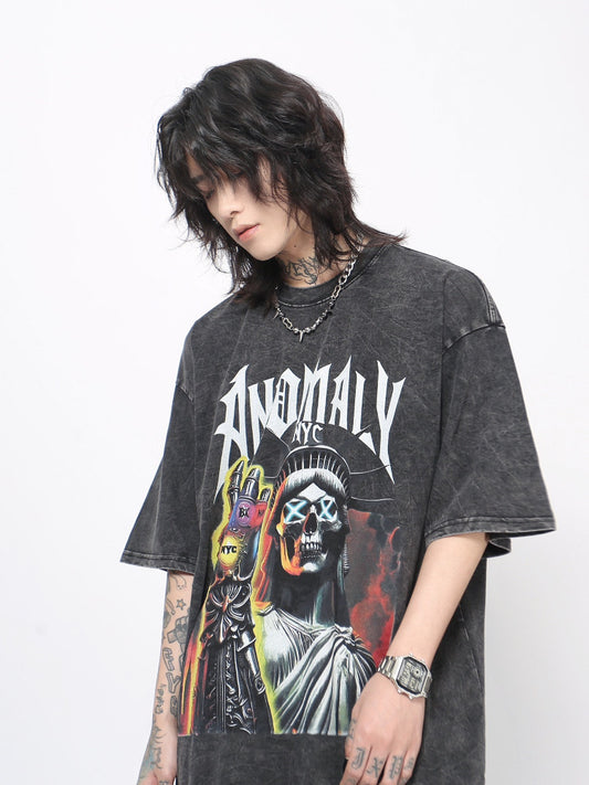 Graphic Print Damage Oversize Short Sleeve T-Shirt WN24479