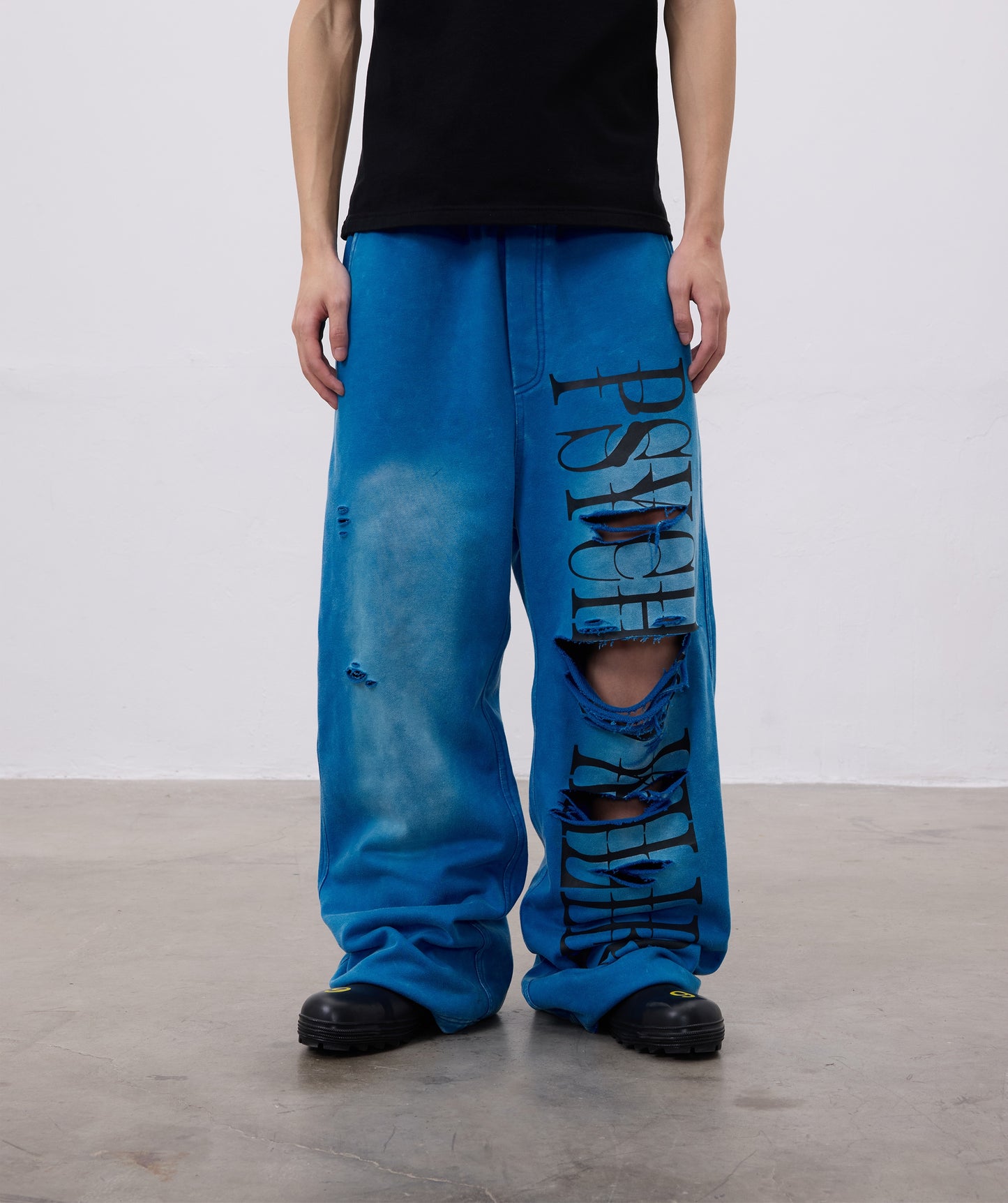 Print Washed Wide Leg Sweat Pants WN19084