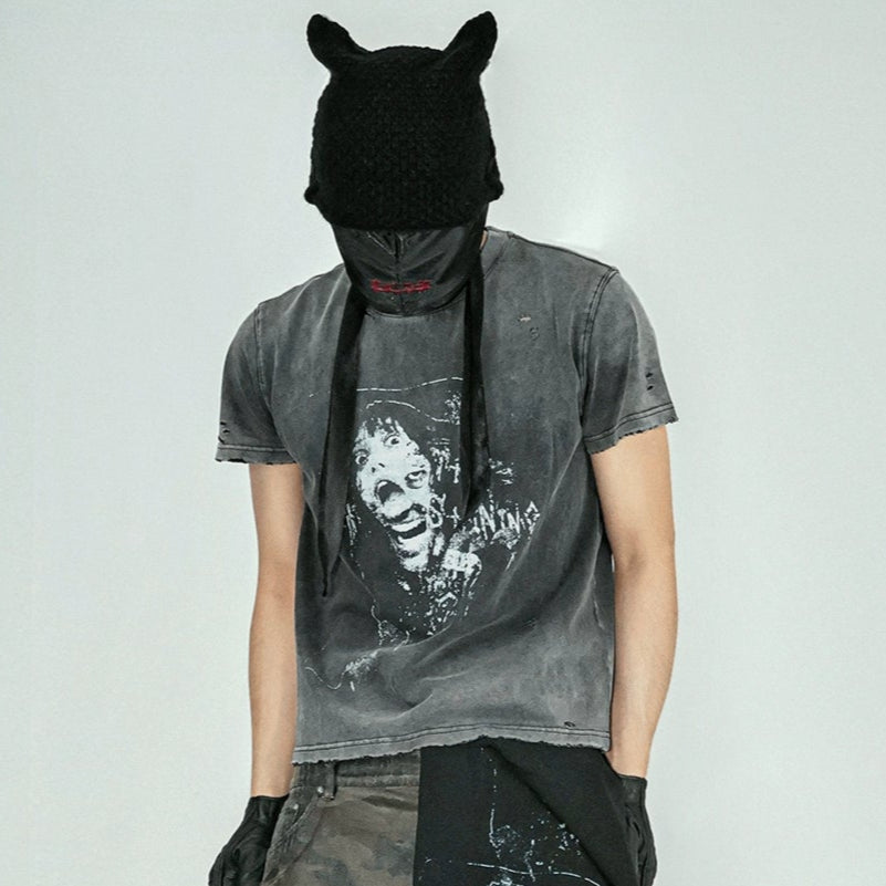 Digital Print Washed Short Sleeve T-Shirt WN20850