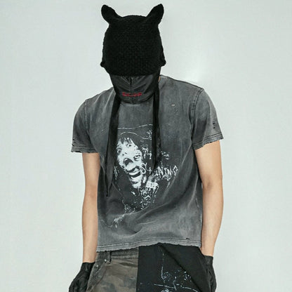 Digital Print Washed Short Sleeve T-Shirt WN20850