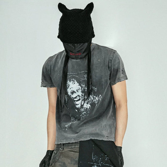 Digital Print Washed Short Sleeve T-Shirt WN20850