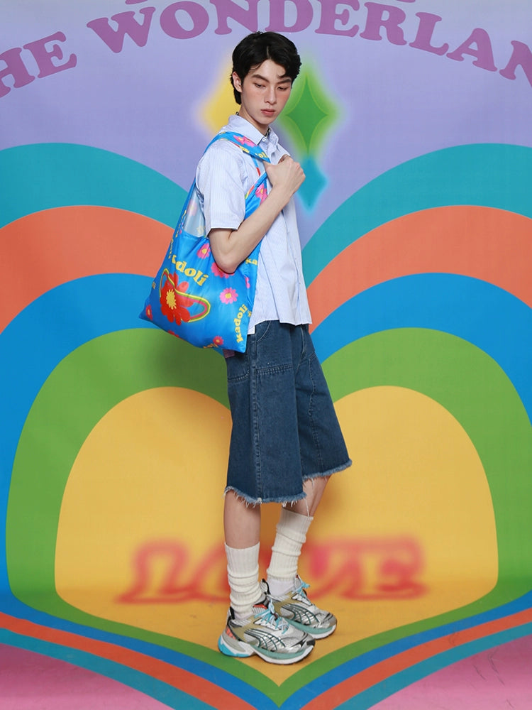 Hand-Painted Floral Print Shoulder Tote Bag WN20215