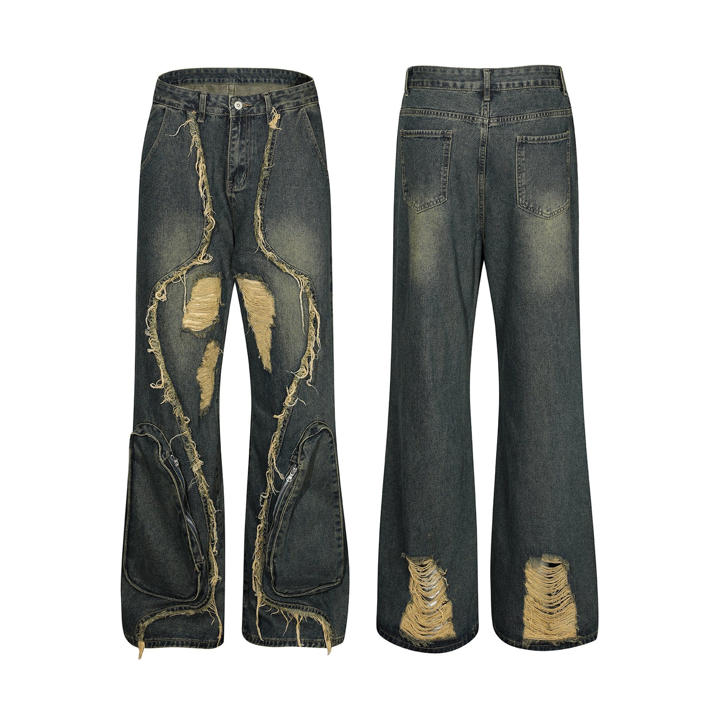 Damage Washed Denim Jeans WN11288