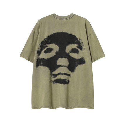 Washed Mask Art Print Short Sleeve T-Shirt WN25441
