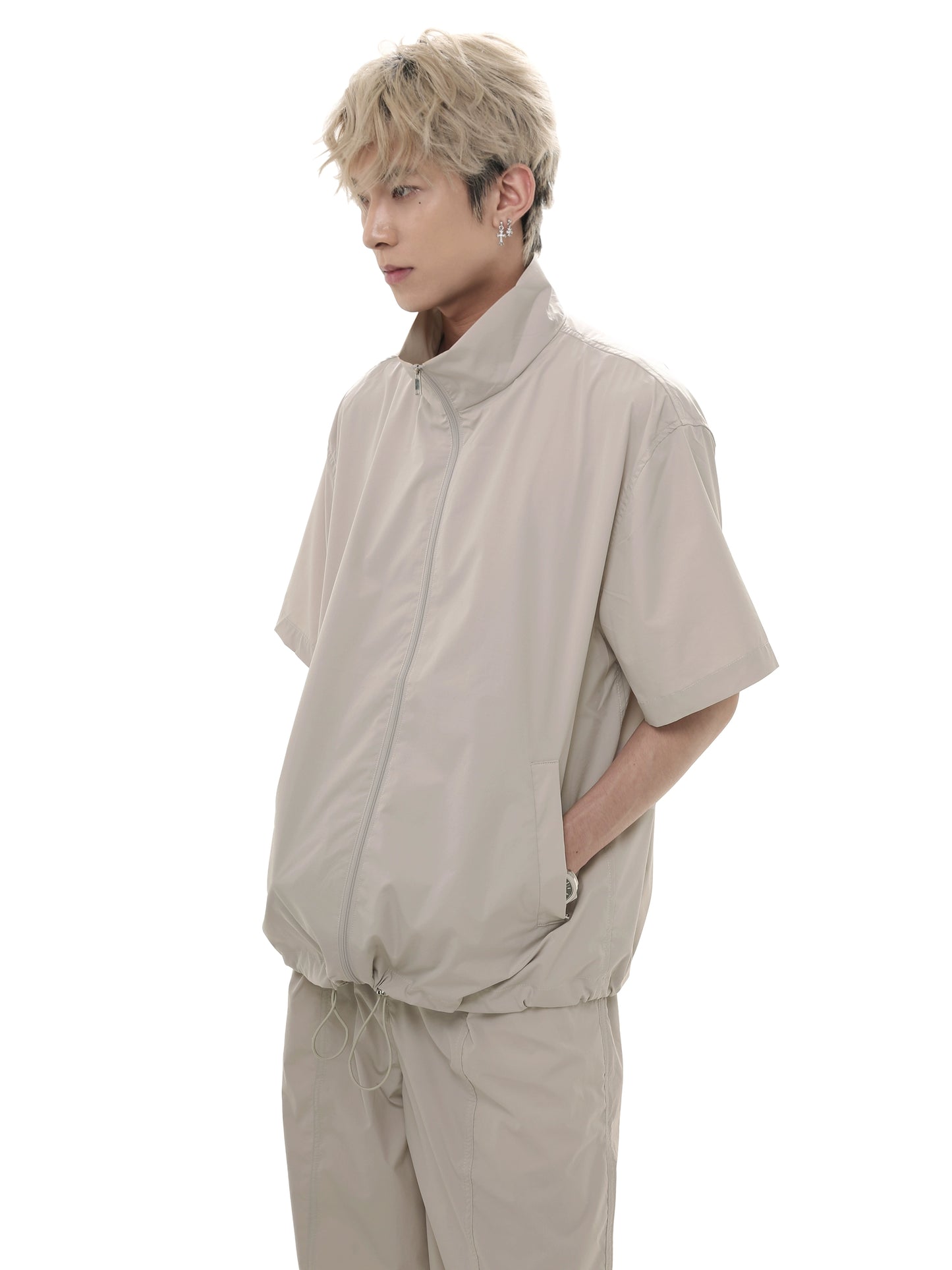 Oversize Sporty Zipper Shirt & Wide-Leg Sporty Pants Setup WN7969