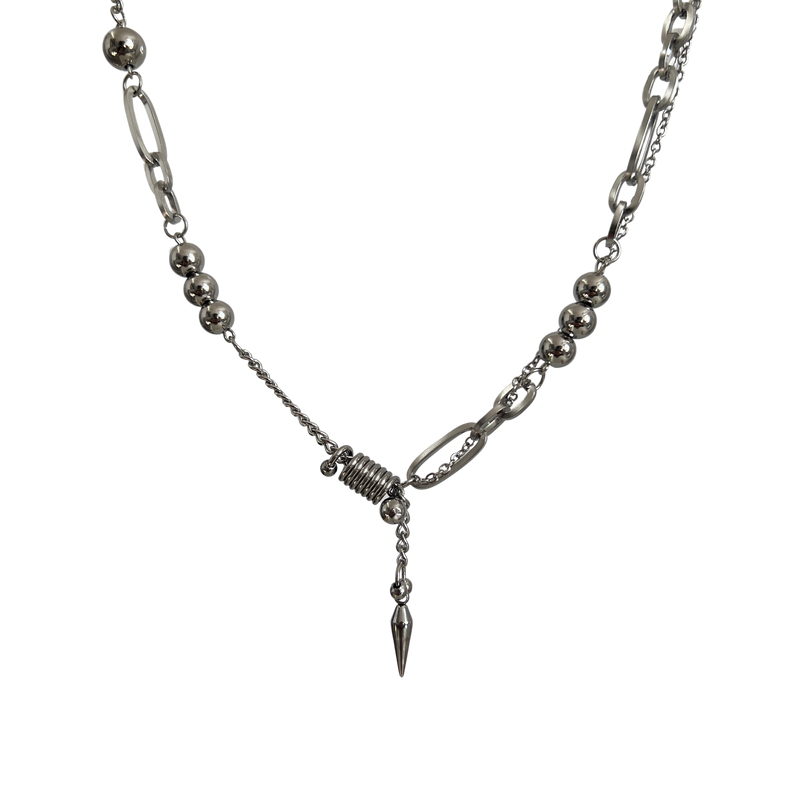 Bead Rivet Titanium Steel Necklace WN19220
