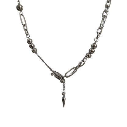 Bead Rivet Titanium Steel Necklace WN19220