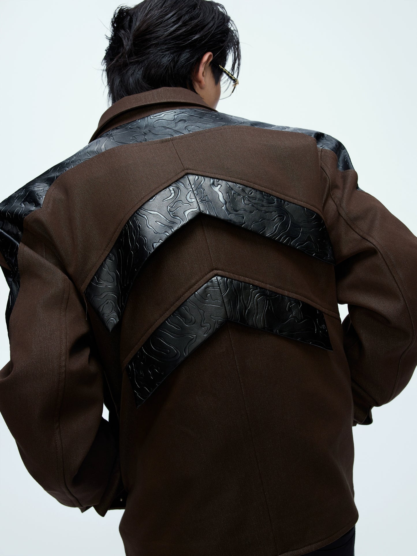 Glossy Deconstruction PU Leather Zipper Jacket WN21226