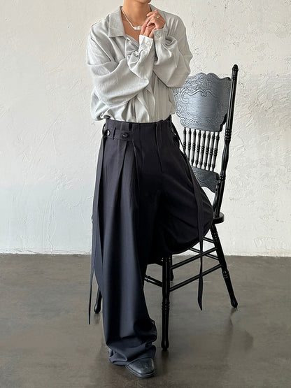 Adjustable Drawstring Pleats Straight Trousers WN20010