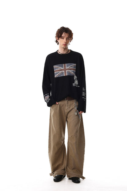 Waffle Texture Graphic Long Sleeve T-Shirt WN28018