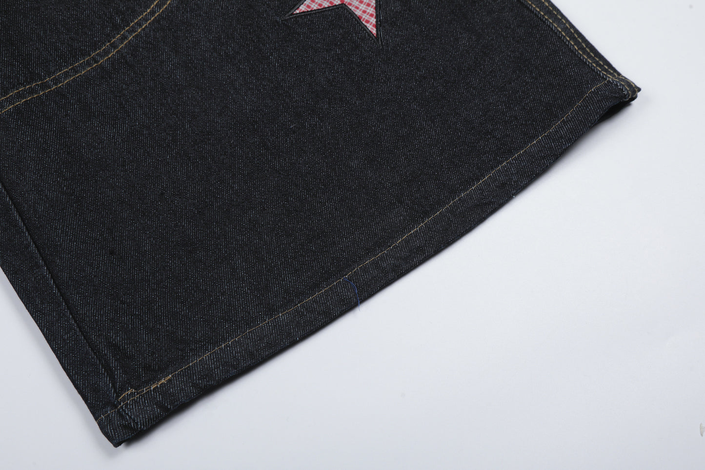 Star Patch Embroidery Denim Wide Leg Half Pants WN25693