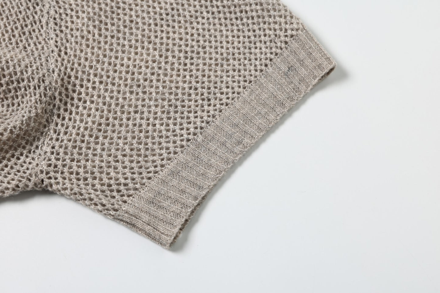 Openwork Short Sleeve Knit Polo Shirt WN25815