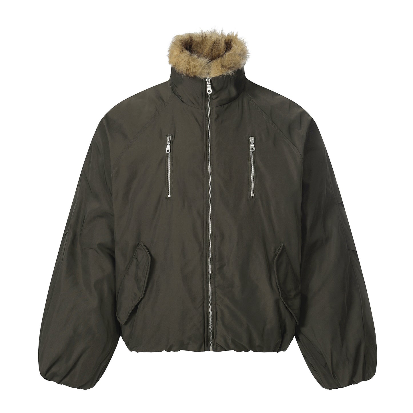 Fake Fur Collar Zipper Puffer Jacket  WN21870