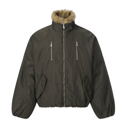 Fake Fur Collar Zipper Puffer Jacket  WN21870