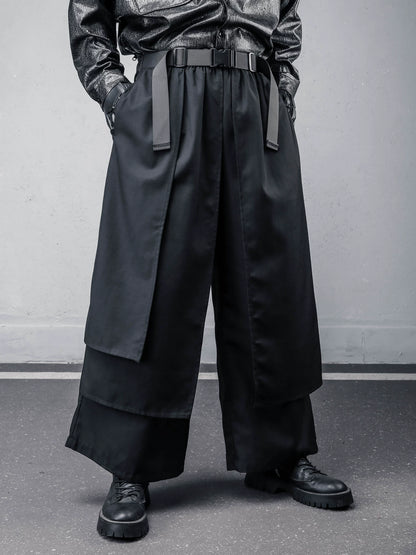 Fake Layered Deconstruct Wide Leg Pants WN22493