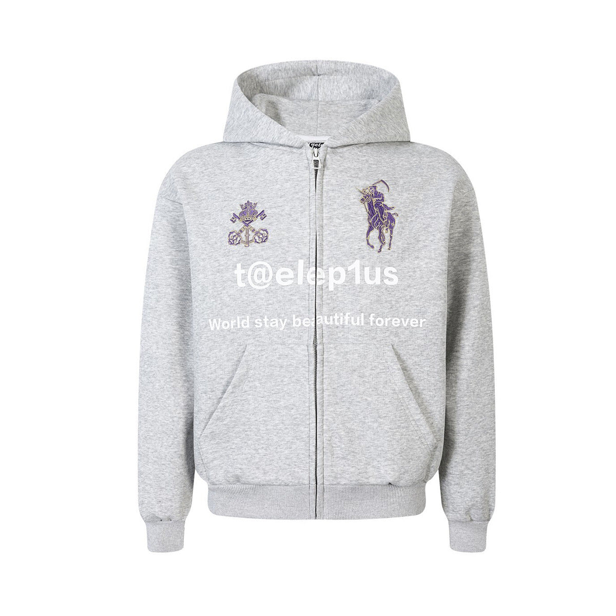 Logo Horse Embroidery Zipper Hoodie WN25565