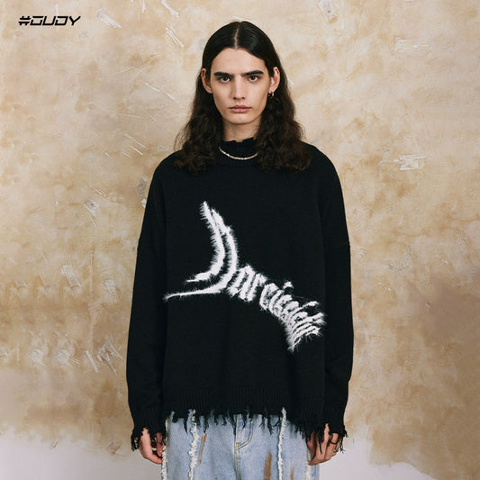 Fringe Hem Oversize Knit Sweater WN12470