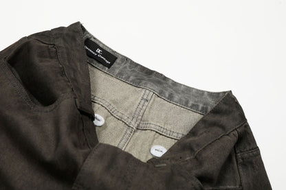 Dirty Washed Curved Denim Jeans WN25997