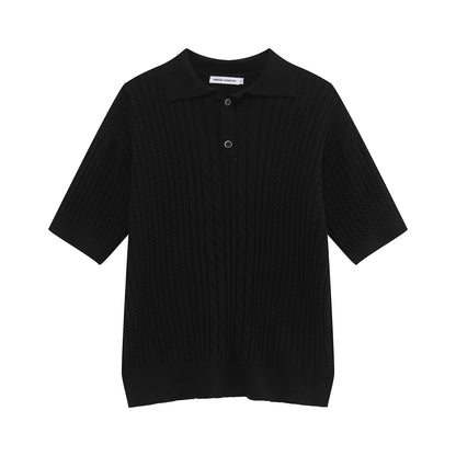 Cable Knit Short Sleeve Polo Shirt WN24966