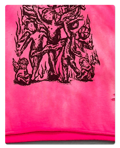 Spray Print Damage Cut-off Oversize Hoodie WN10002