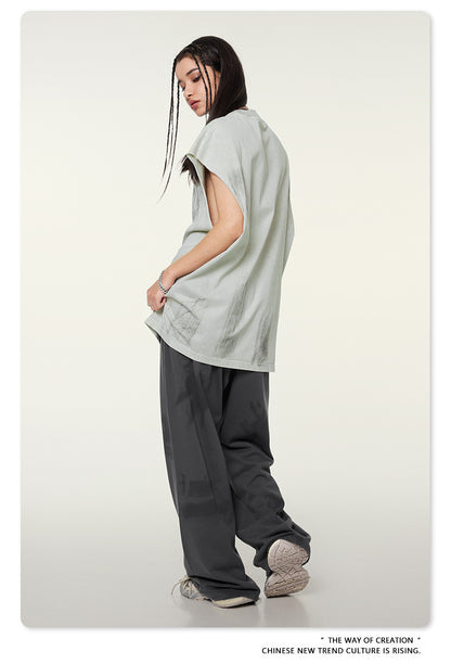 Washed Damage Print Oversize Tank Top T-shirt WN6391