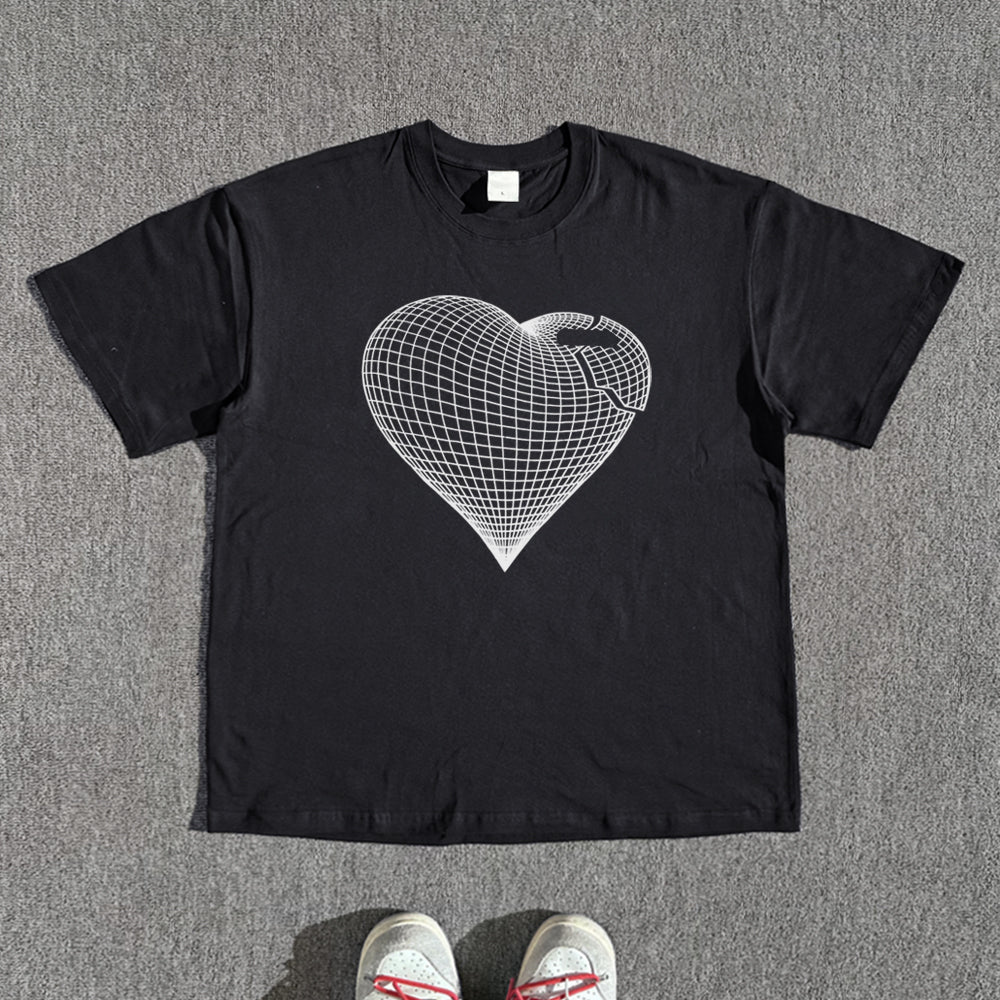 Heart Line Art Design Short Sleeve T-Shirt WN15825