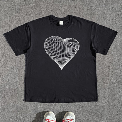 Heart Line Art Design Short Sleeve T-Shirt WN15825