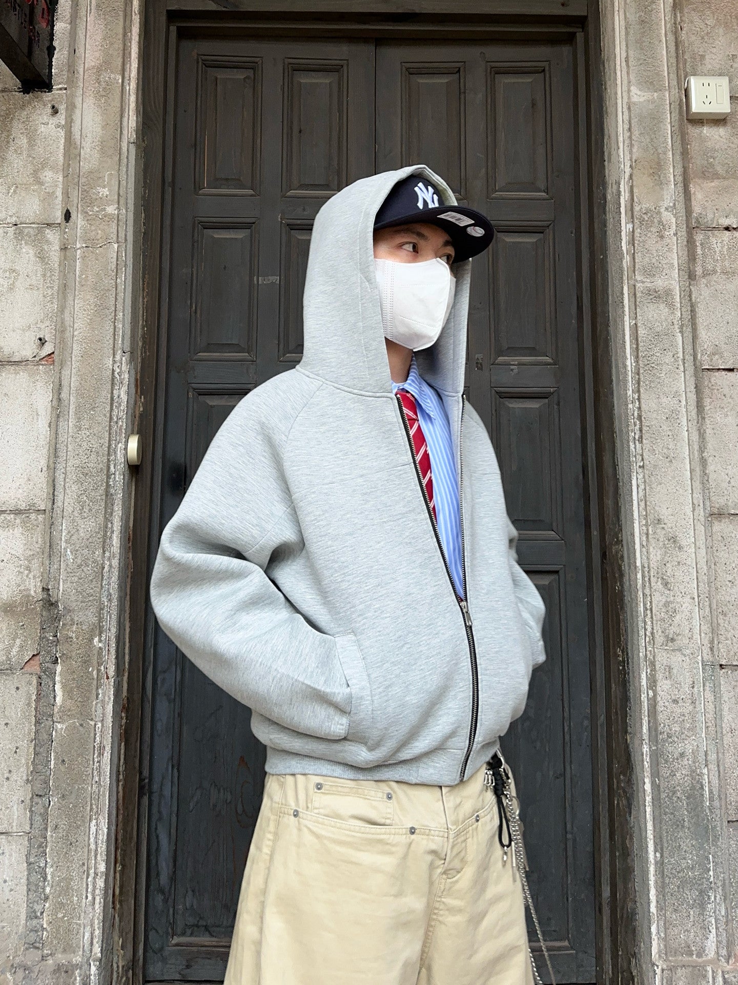 Space Cotton Air Layer Oversize Short Zipper Hoodie WN24361