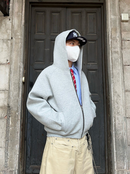 Space Cotton Air Layer Oversize Short Zipper Hoodie WN24361