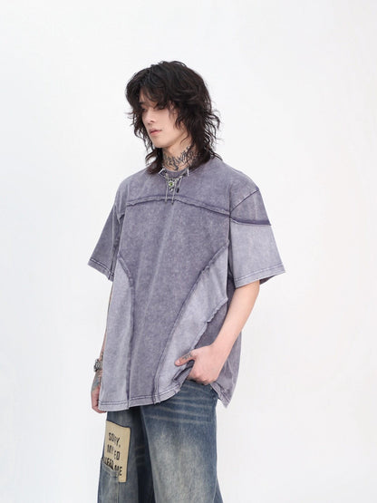 Oversize Asymmetrical Patchwork T-Shirt WN24438