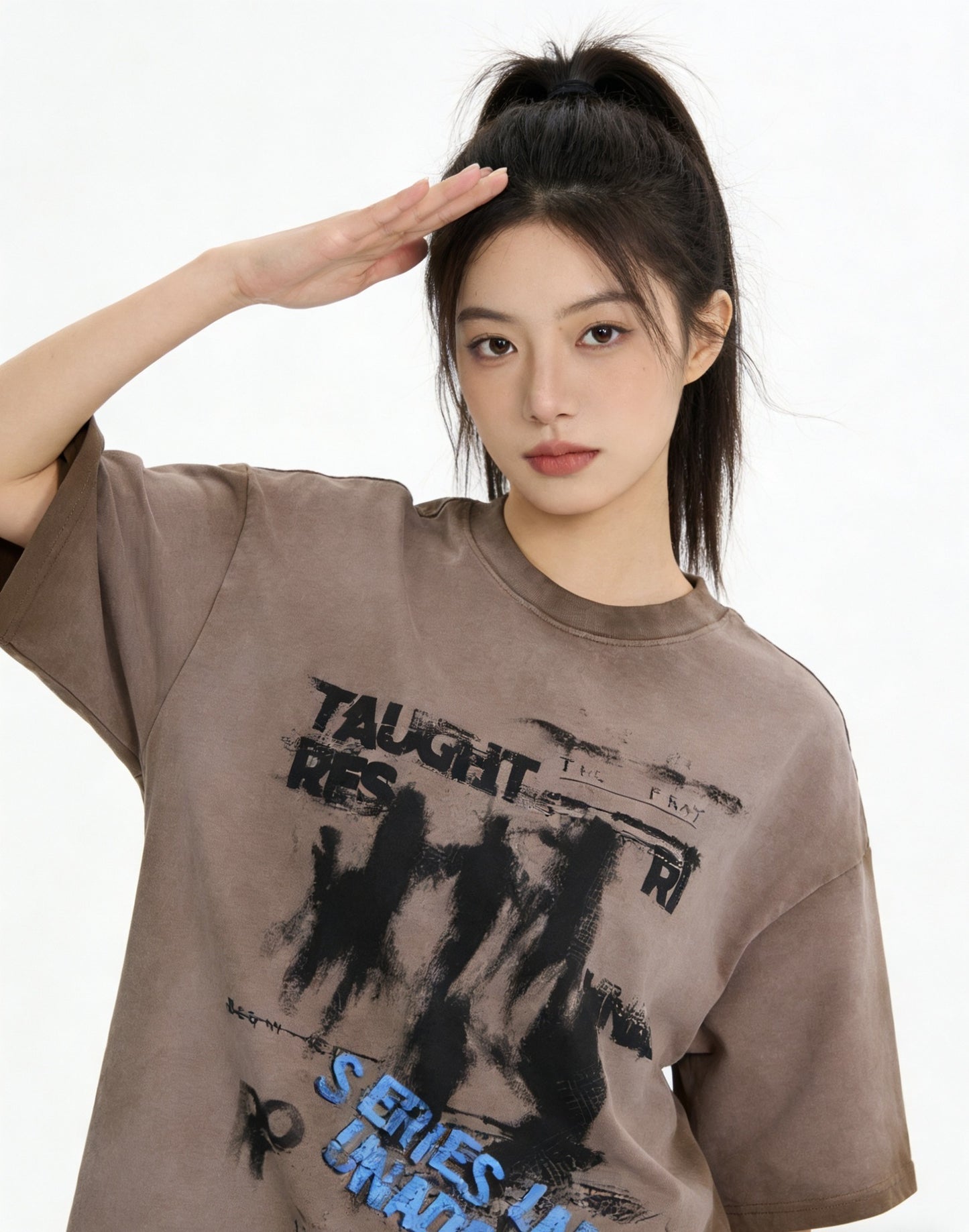 Dark Graffiti Print Short Sleeve T-Shirt WN25467
