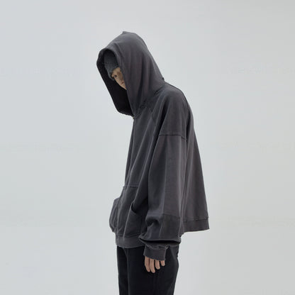 Oversize Zipper Damage Hoodie WN8784