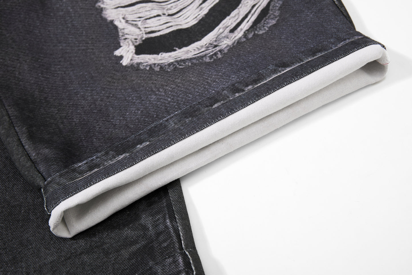 Star Damage Washed Wide Leg Denim Jeans WN25519