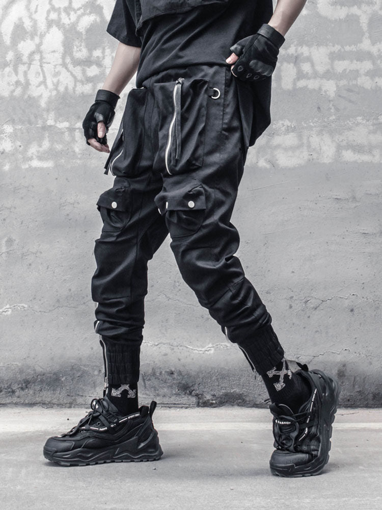 Functional Multi-Pocket Zipper Cuffed Cargo Pants WN22488