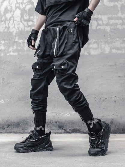 Functional Multi-Pocket Zipper Cuffed Cargo Pants WN22488