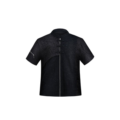 Chinese Style Zipper Design Short Sleeve Shirt WN5608