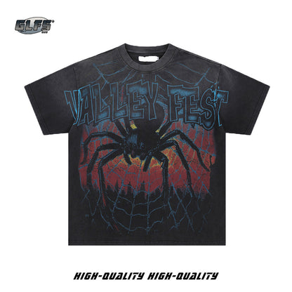 Spider Web Graphic Short Sleeve T-Shirt WN26448