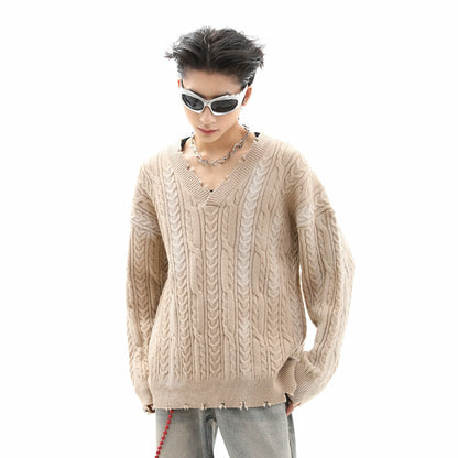 Oversize V-Neck Knit Sweater WN10337