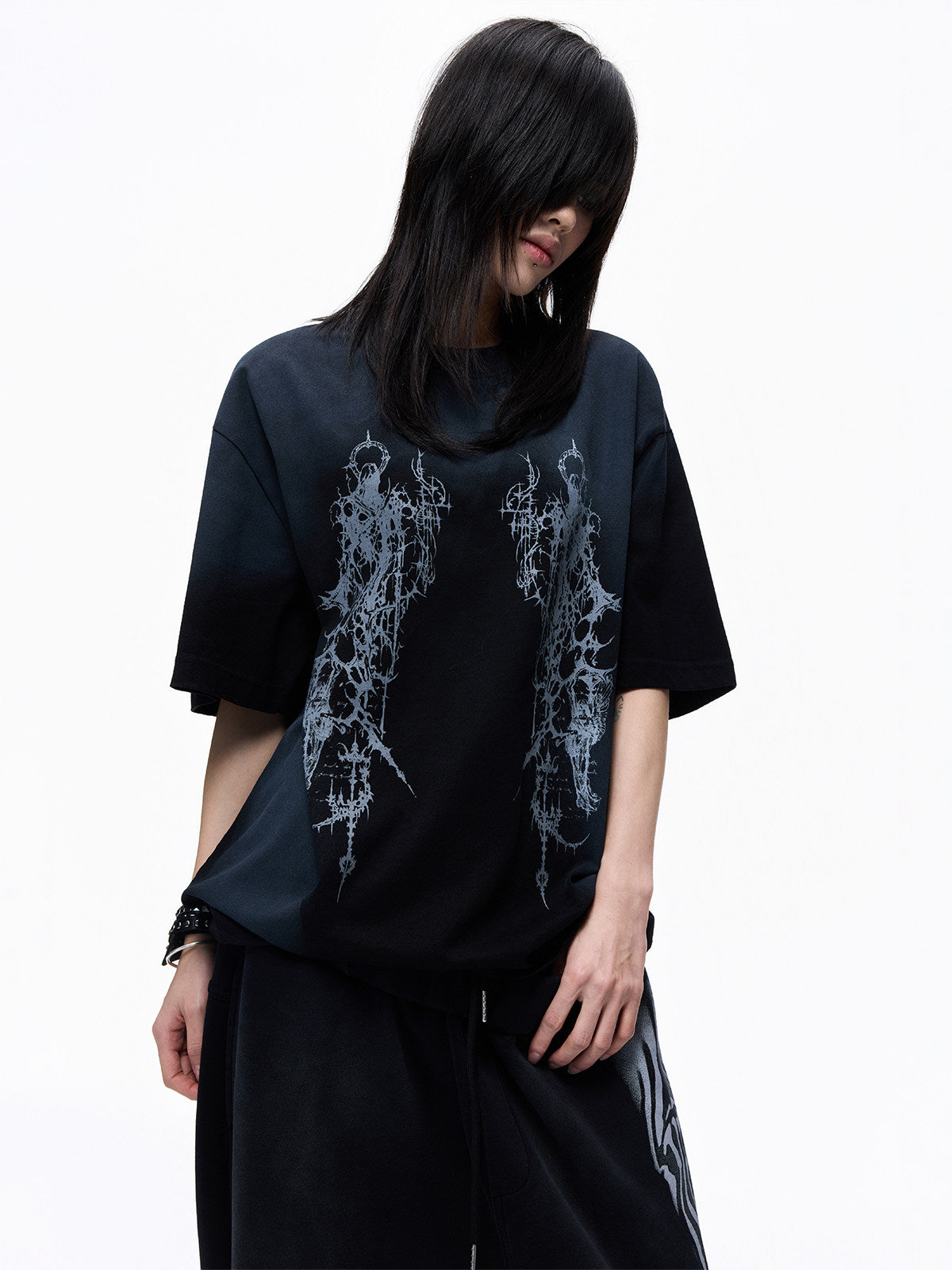 Washed Art Graphic Print Short Sleeve T-Shirt WN27256