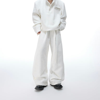 Pearl Button Textured Jacket & Wide Leg Pants Setup WN20529