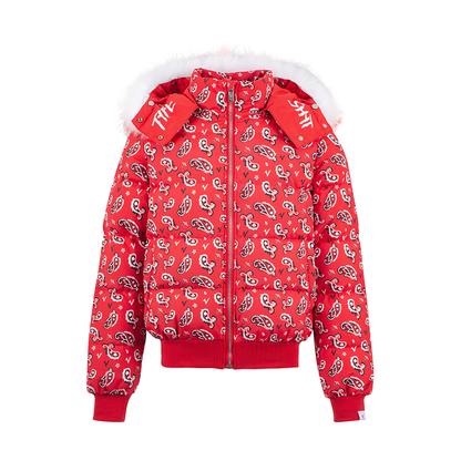 Paisley Hooded White Duck Down Jacket WN21002