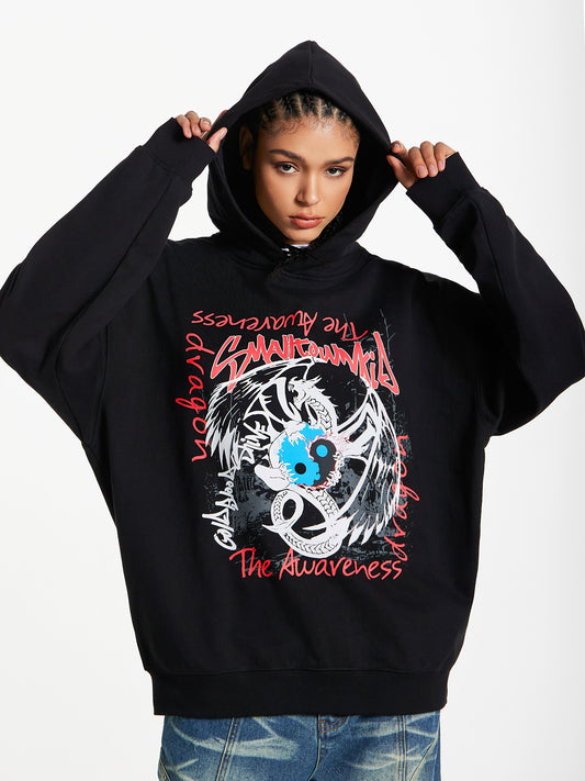 Dragon Graphic Print Pullover Hoodie WN11952