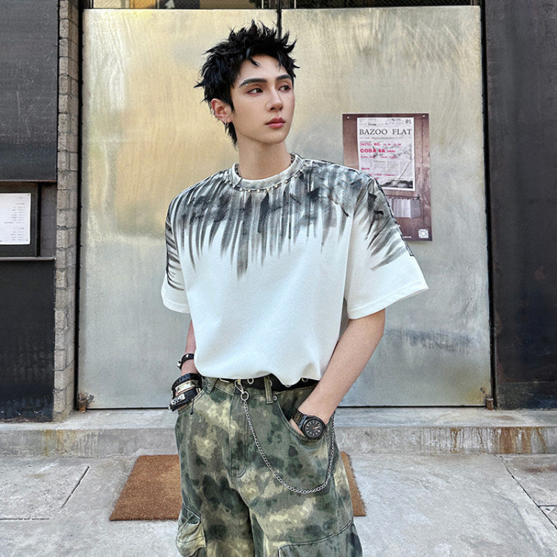 Oversize Contrast Print Short Sleeve T-Shirt WN25119