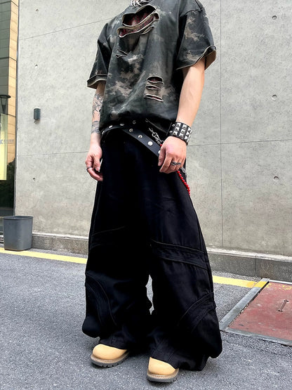 Vintage Style Wide Leg Long Cargo Pants WN18846
