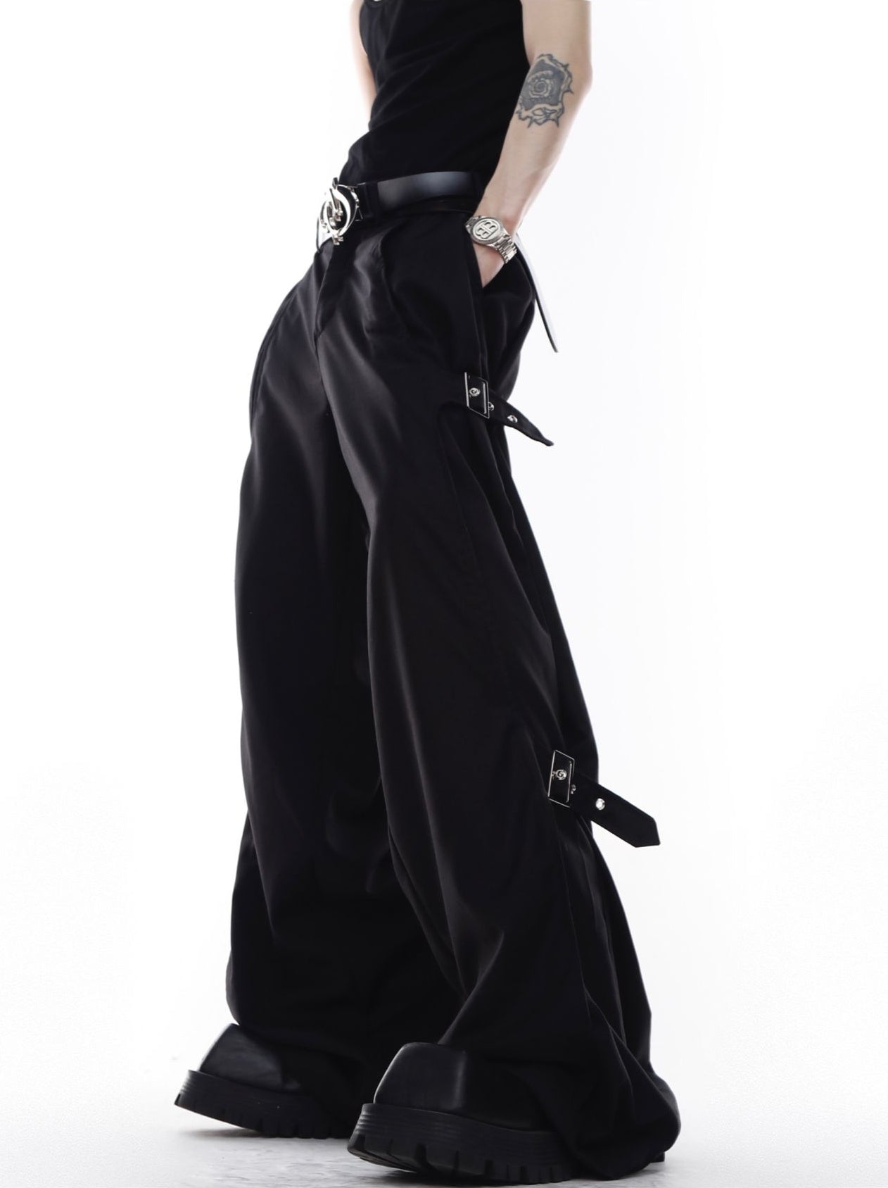 Strap Adjustable Wide Leg Trousers WN6964