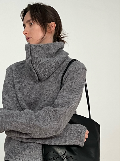 Cowl Neck Cropped Knit Sweater WN21500