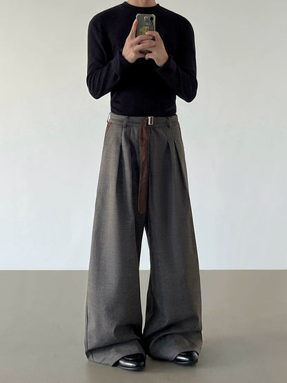 Houndstooth Pleats Wide Leg Trousers WN21209