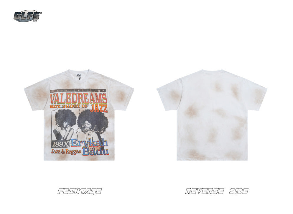 Portrait Letter Print Short Sleeve T-Shirt WN26423