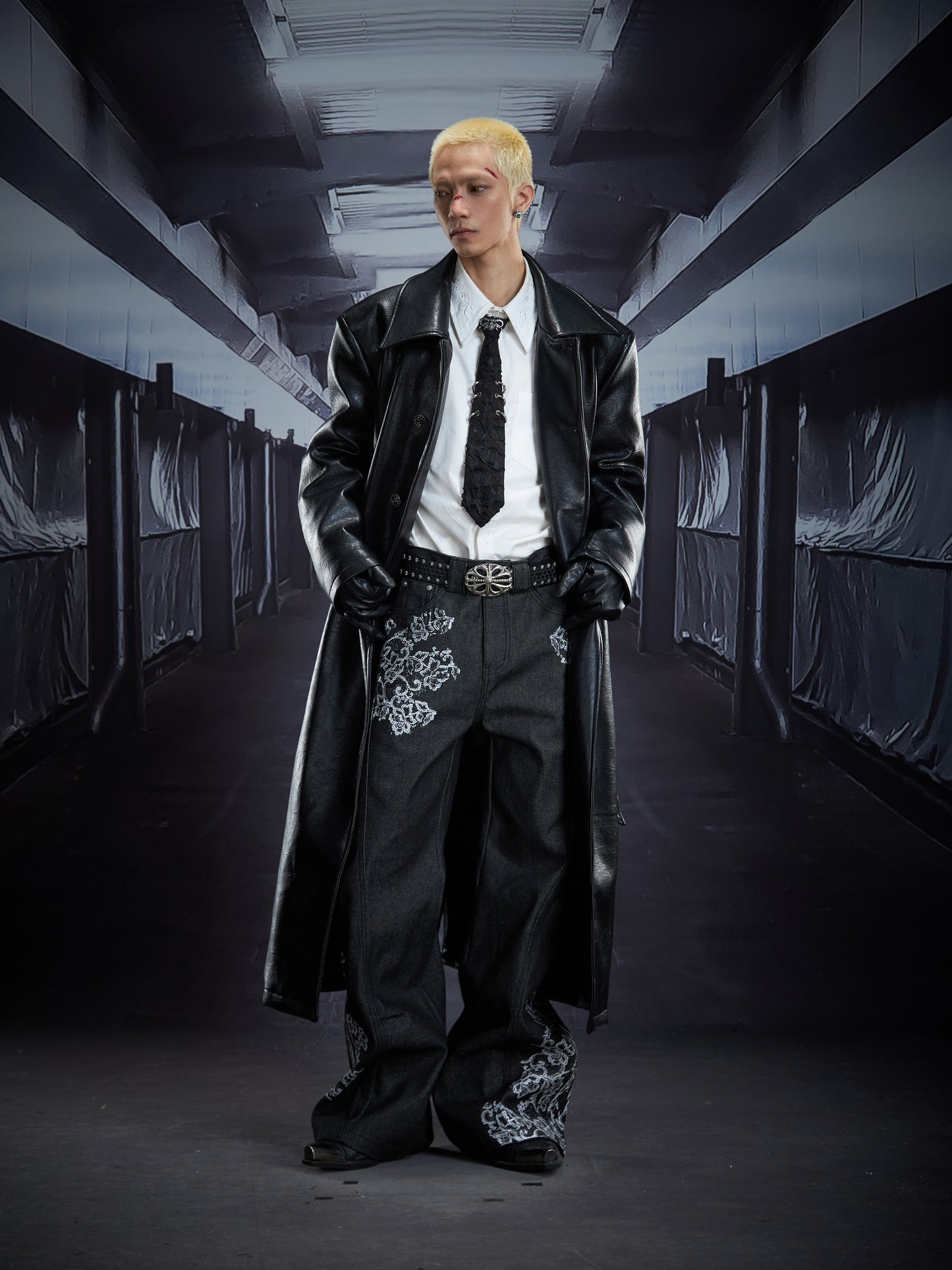 Irregular Print Flare Denim Jeans WN22891