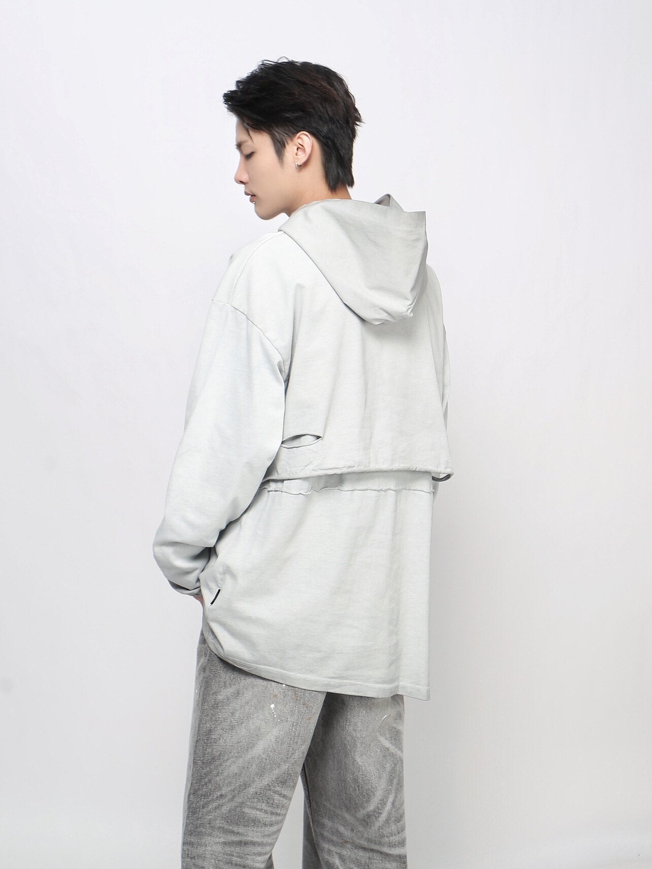 Damage Letter Print Layered Hoodie WN24495